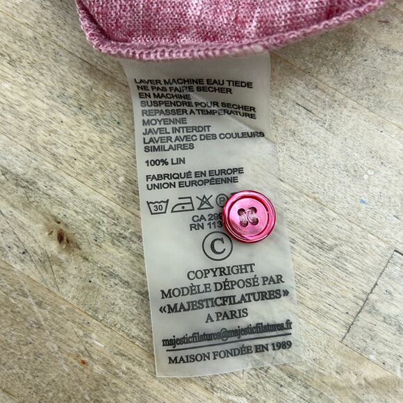 Majestic Filatures Womens Size 3 US M Deluxe Tee Shirt Cardigan Linen V Neck - Picture 13 of 15